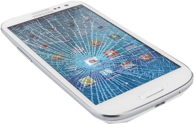 Shattered Screen Smartphone PNG Image