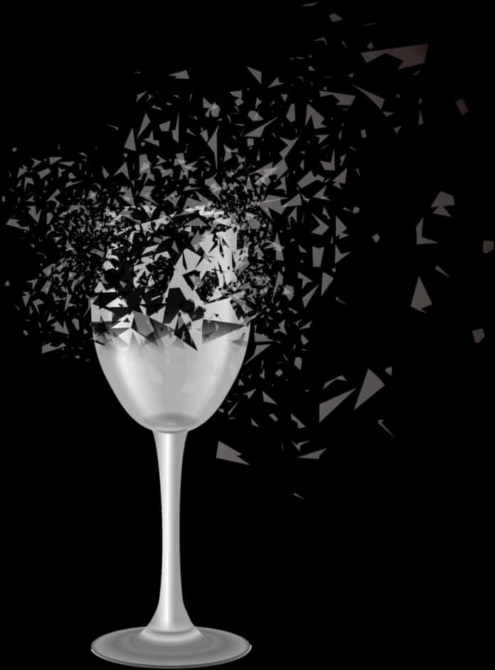 Shattered Wine Glass Illustration PNG Image