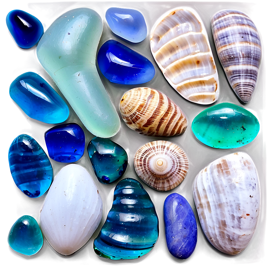 Shell Among Sea Glass Png Qxh73 PNG Image