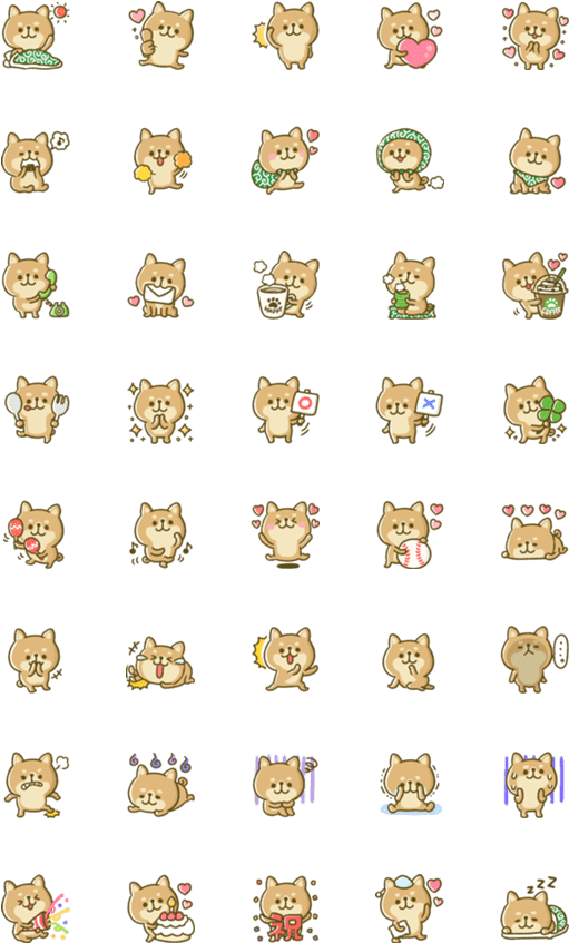 Shiba Inu Emoji Pattern PNG Image