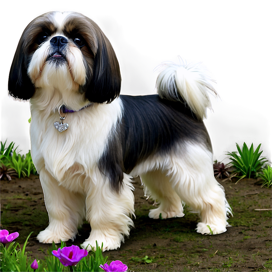 Shih Tzu In Flower Garden Png Fpd85 PNG Image