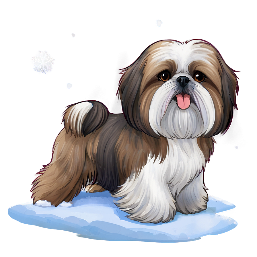 Shih Tzu In Snow Png 06242024 PNG Image