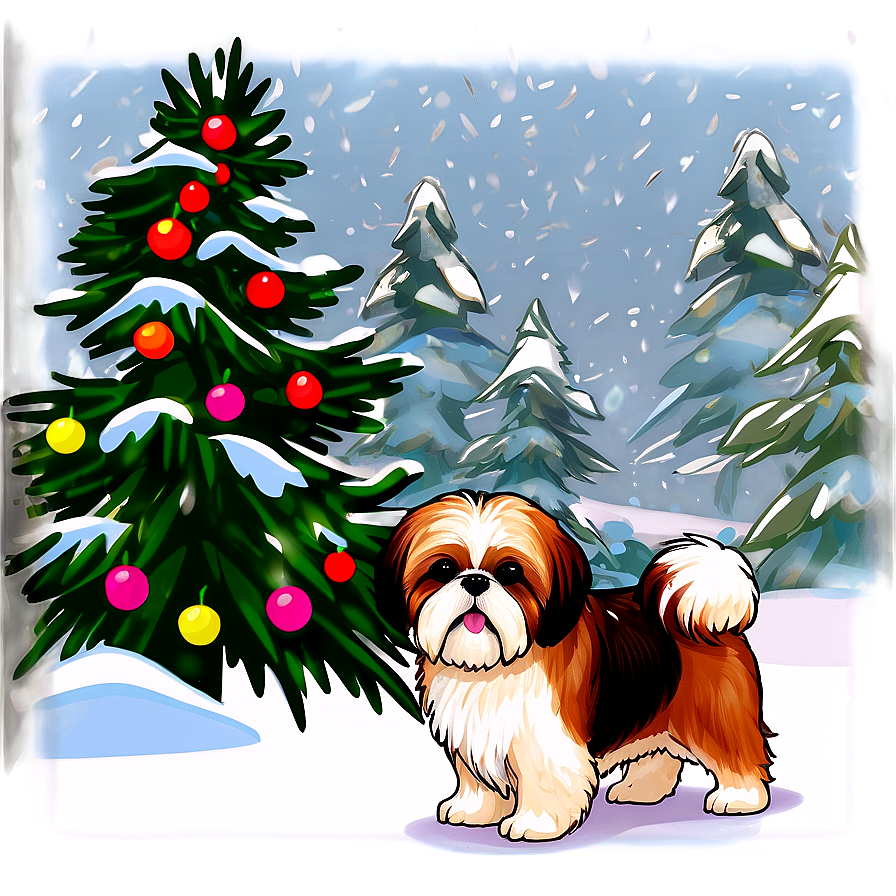 Shih Tzu Winter Wonderland Png 14 PNG Image