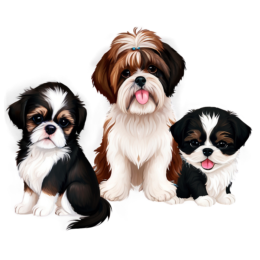 Shih Tzu With Puppies Png 06242024 PNG Image