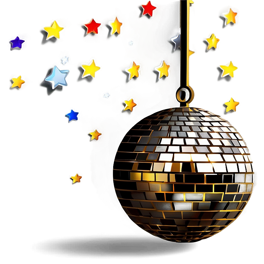 Shimmering Disco Ballwith Stars PNG Image