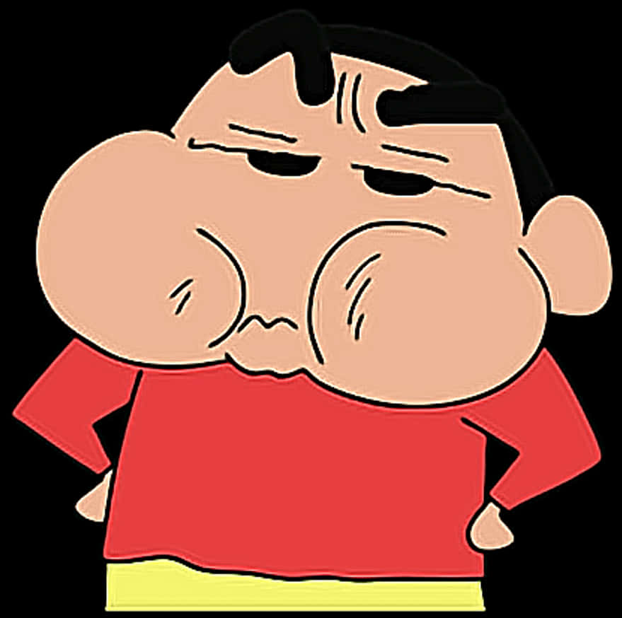 Shin_ Chan_ Character_ Frowning PNG Image