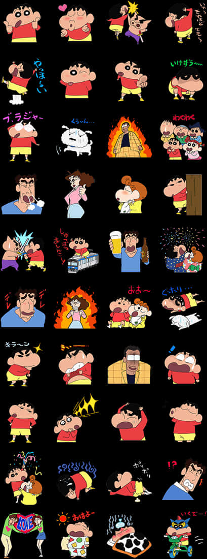 Shin Chan Expressions Collage PNG Image