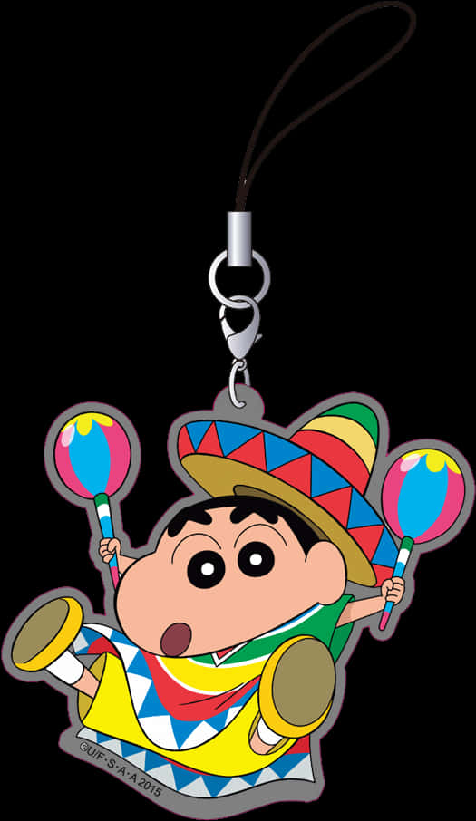 Shin Chan Fiesta Keychain PNG Image