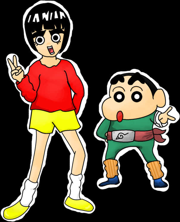 Shin Chanand Friend Cartoon Characters PNG Image