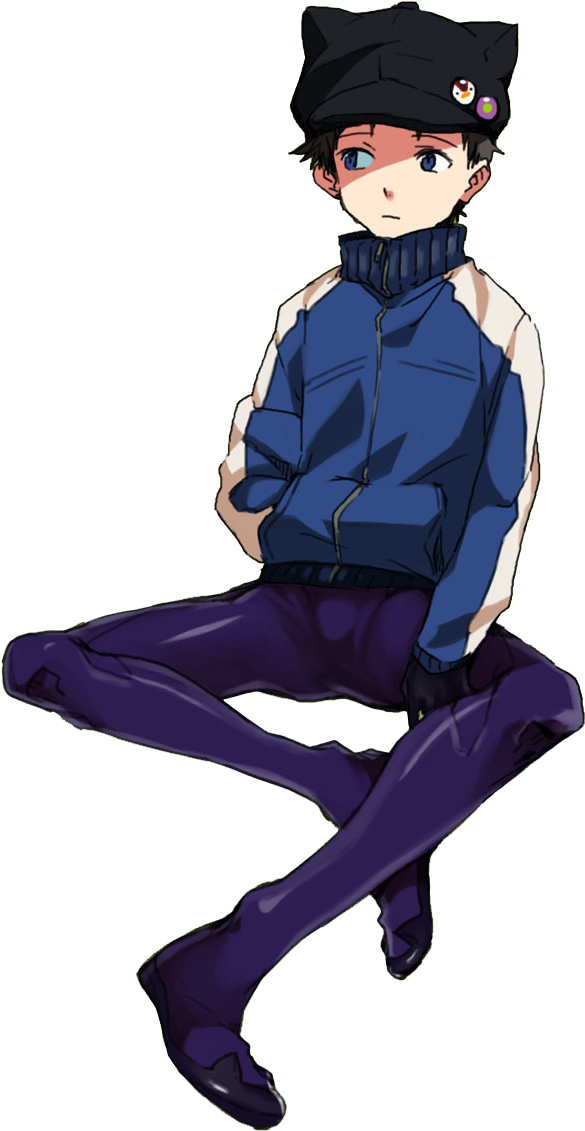 Shinji Ikari Evangelion Casual Pose PNG Image