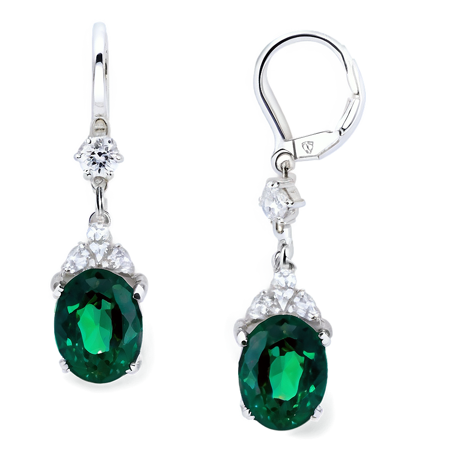 Shiny Emerald Earring Png 2 PNG Image