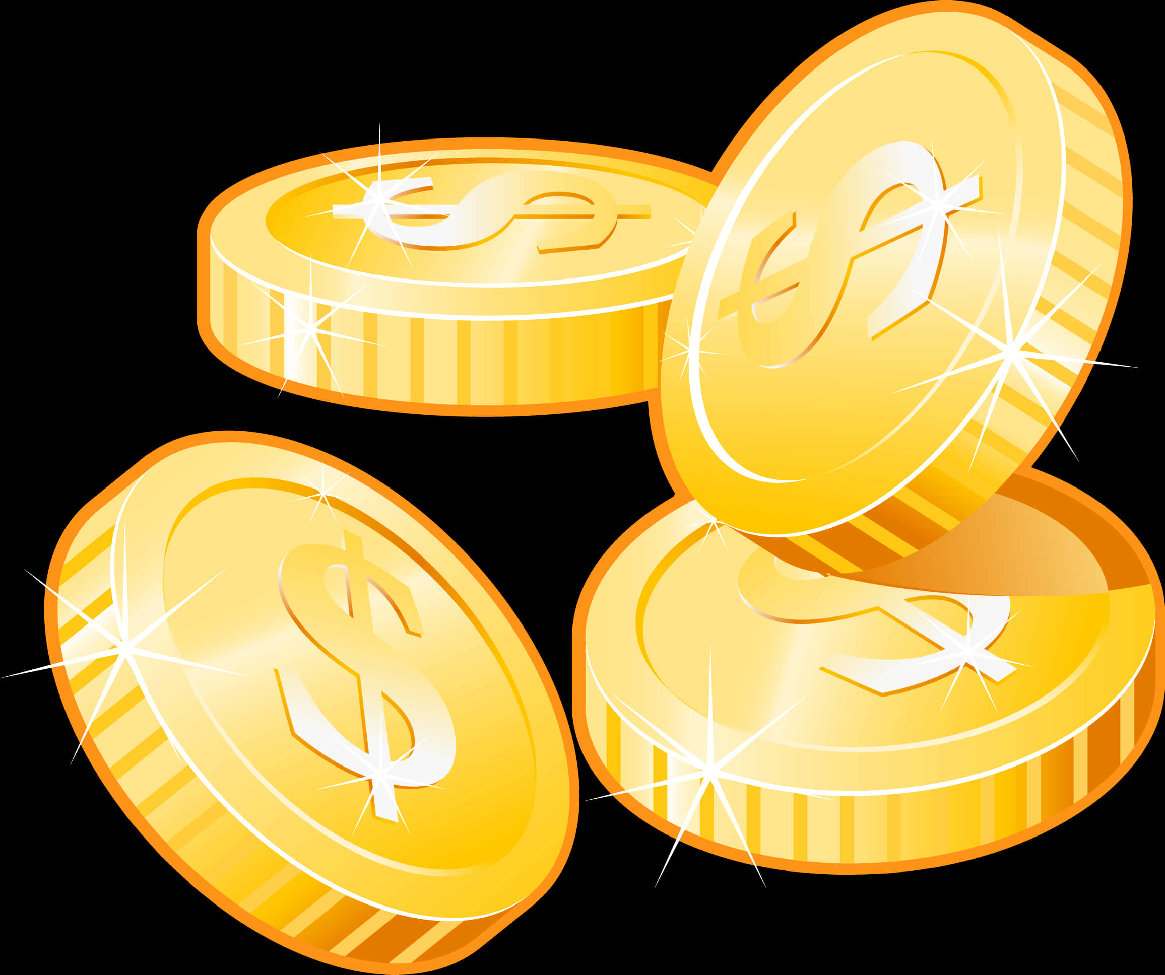 Shiny Gold Coins Illustration PNG Image