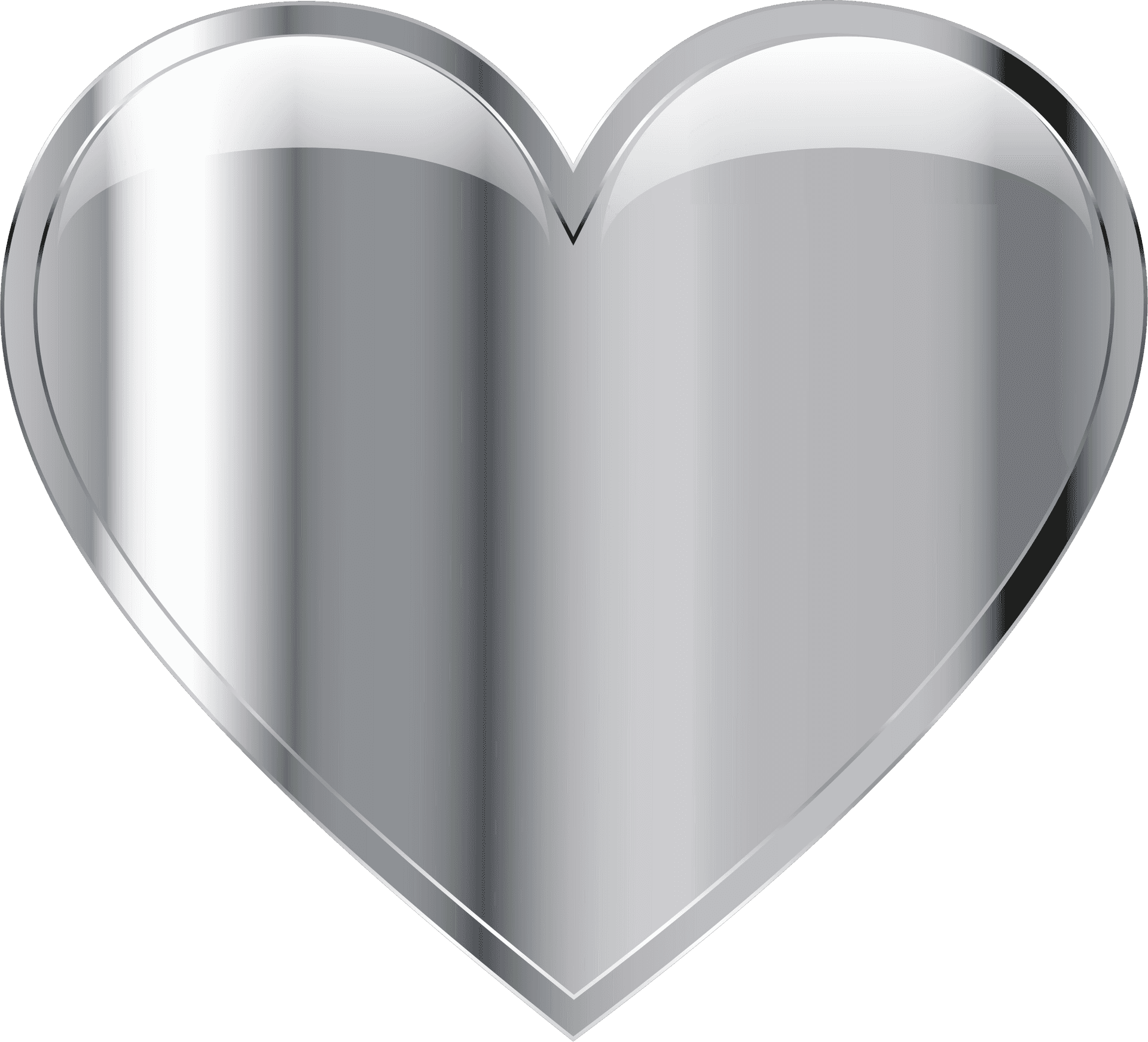 Shiny Metal Heart Graphic PNG Image