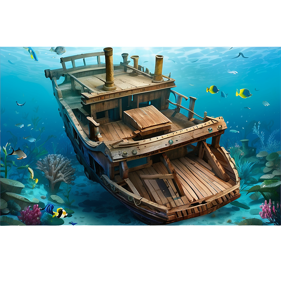 Shipwreck Under The Sea Png Fck32 PNG Image