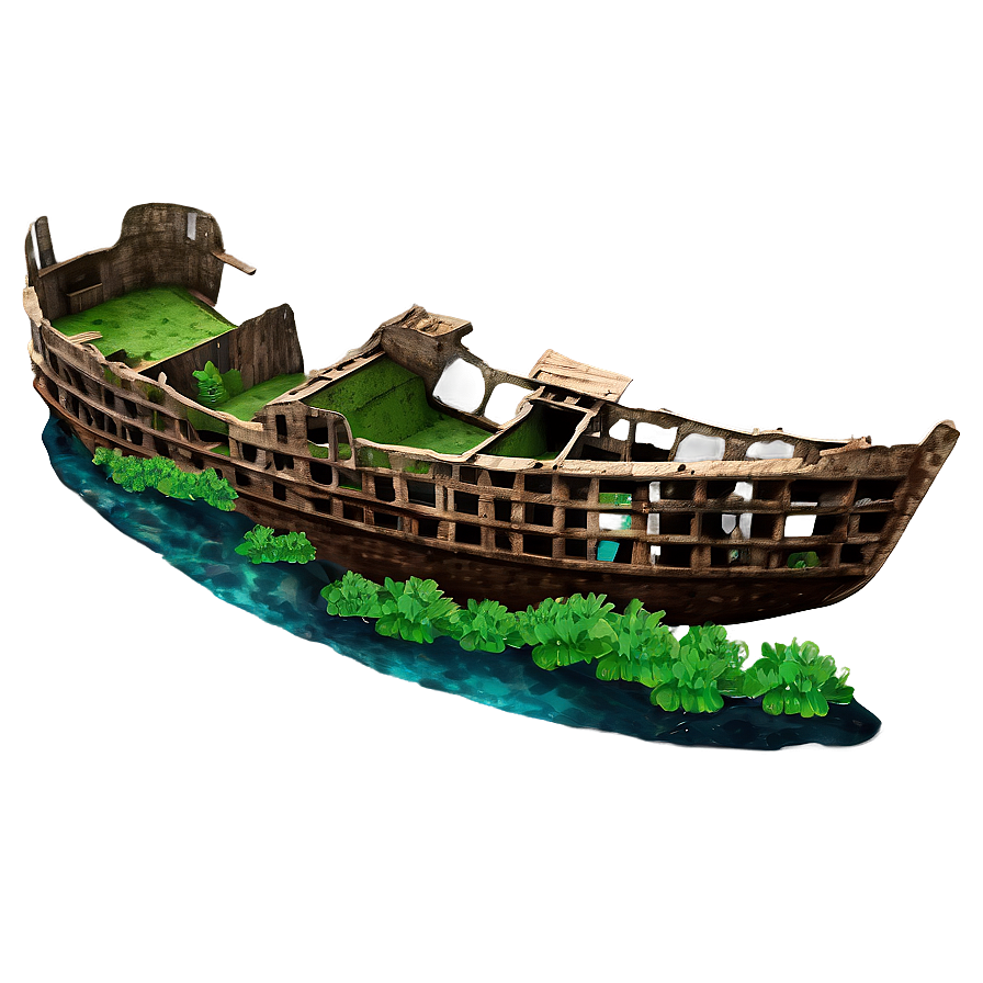 Shipwreck With Seaweed Overgrowth Png Nlu3 PNG Image