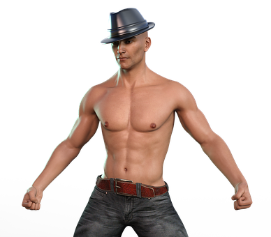 Shirtless Man With Fedora Hat PNG Image