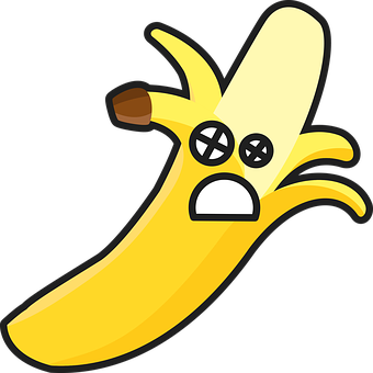 Shocked Cartoon Banana PNG Image