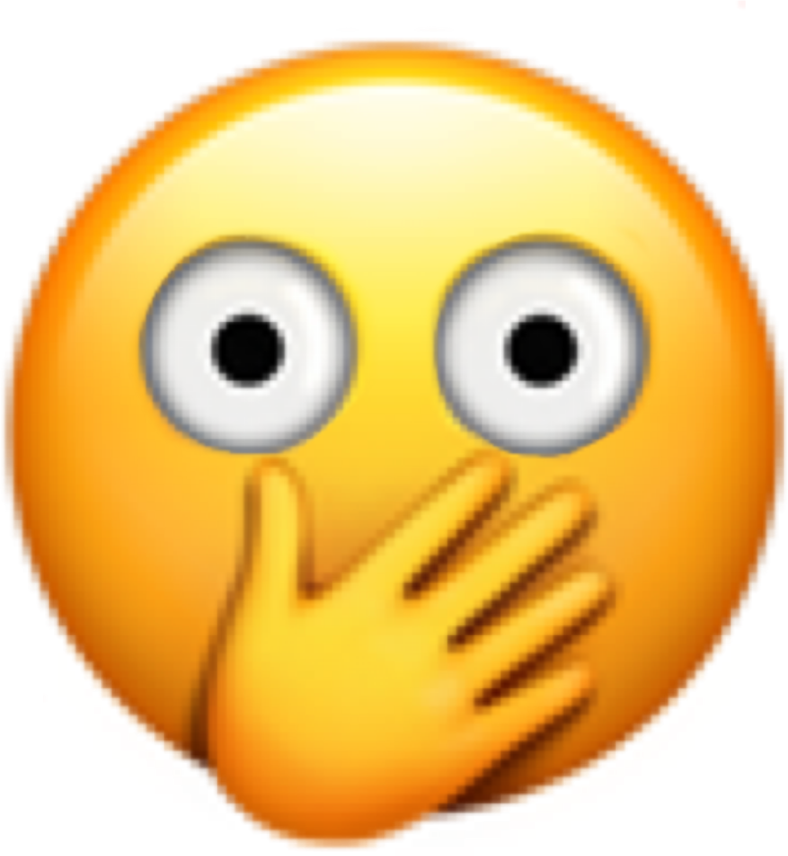 Shocked Face Emoji Covering Mouth PNG Image