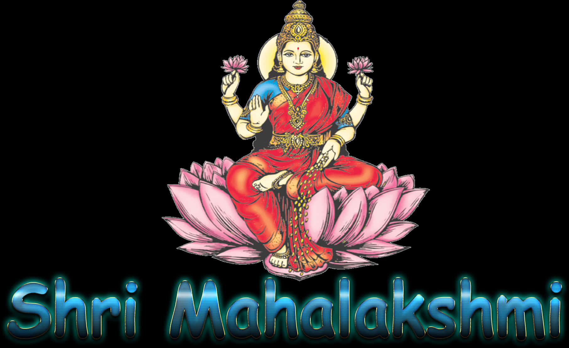 Shri Mahalakshmion Lotus PNG Image