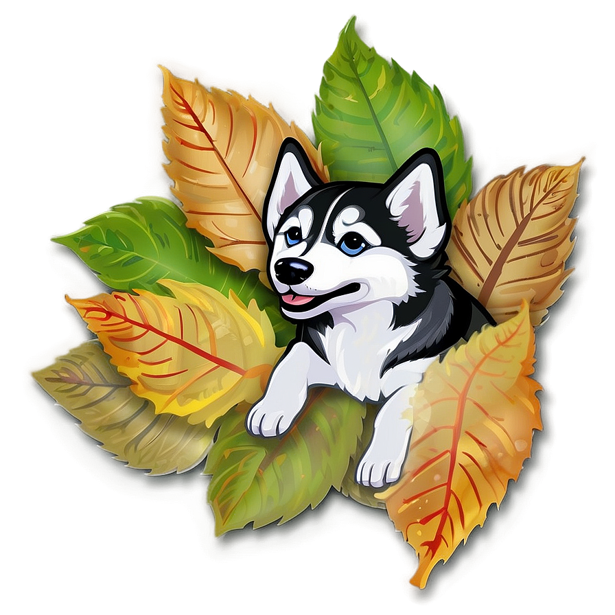 Siberian Husky In Leaves Png 06252024 PNG Image