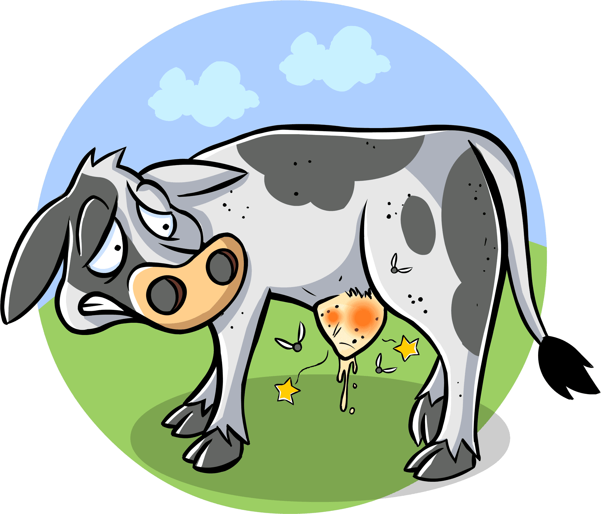 Sick Cow Cartoon Illustration PNG Image