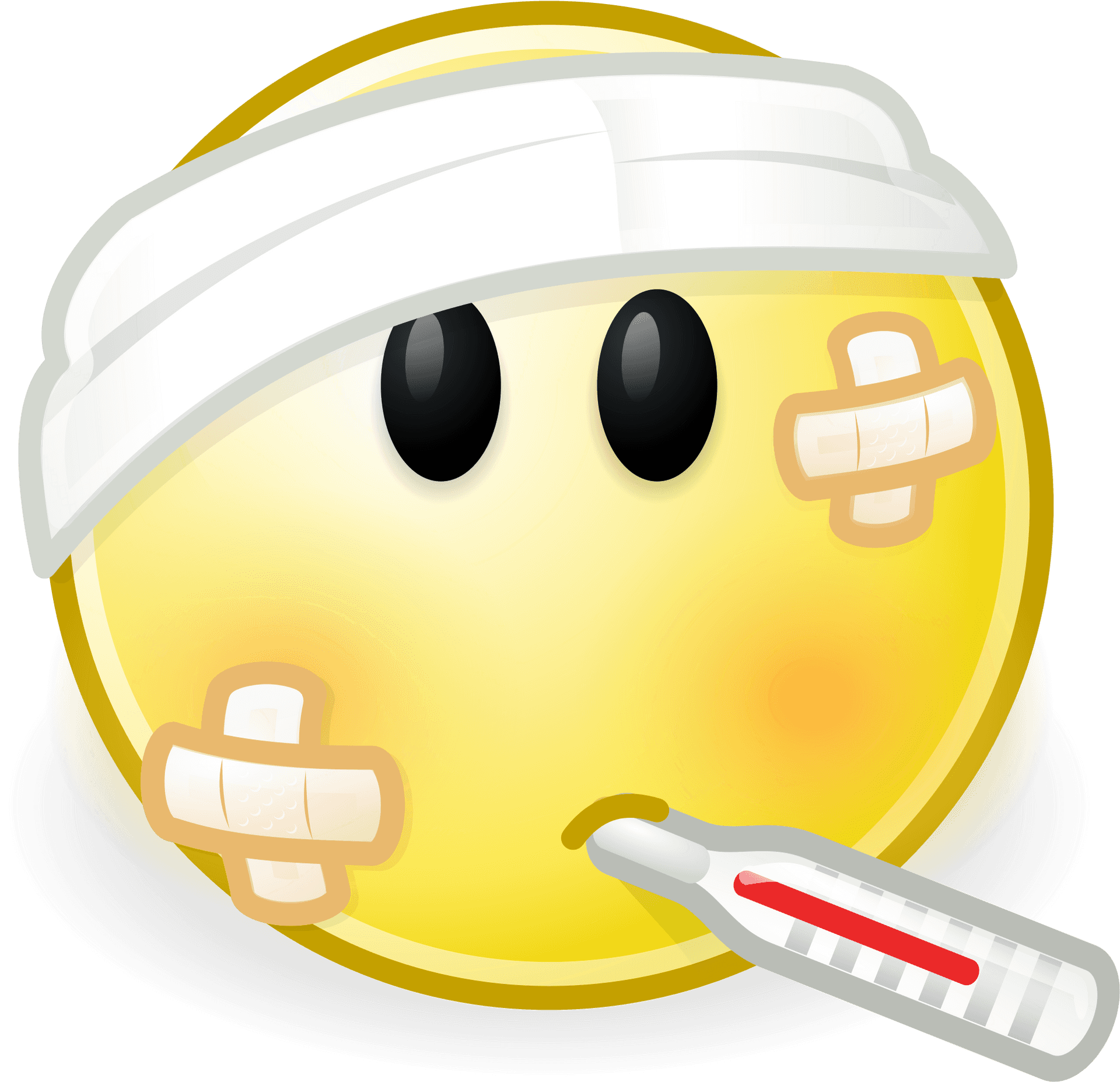 Sick Emojiwith Thermometerand Bandages PNG Image