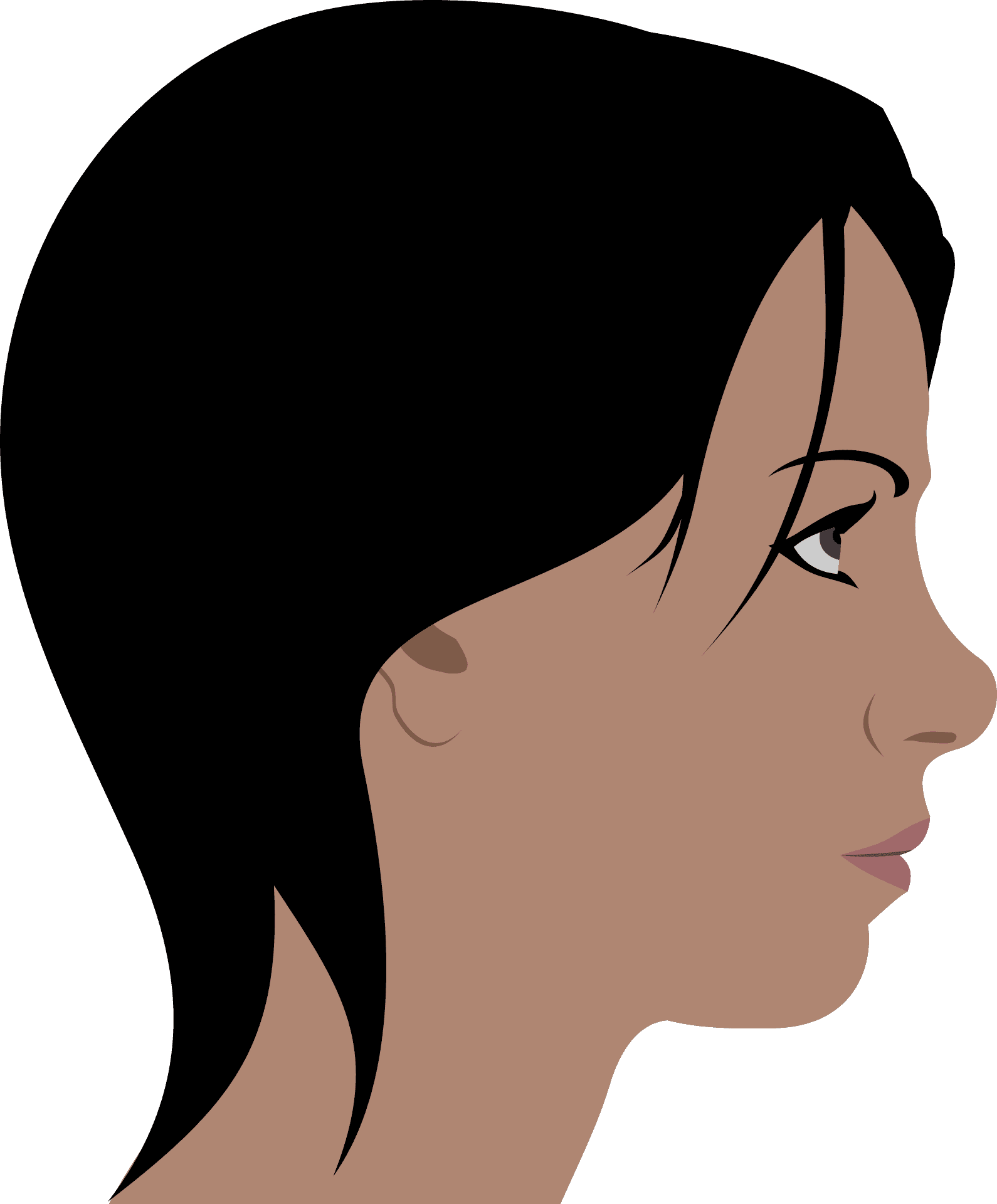 Side Profile Illustration_ Woman PNG Image