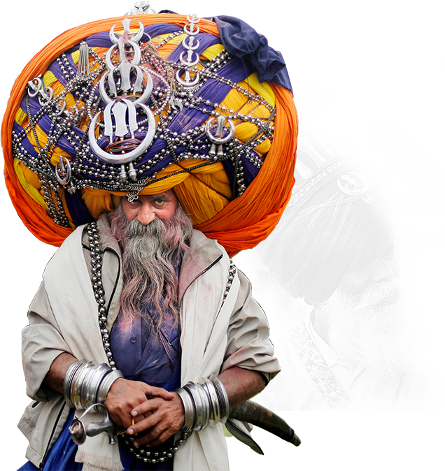 Sikh Man Ornate Turban PNG Image