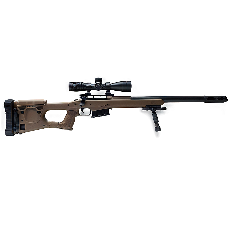 Silent Sniper Rifle With Suppressor Png Tdi30 PNG Image