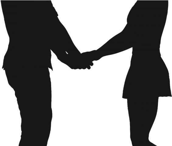 Silhouette Couple Holding Hands PNG Image