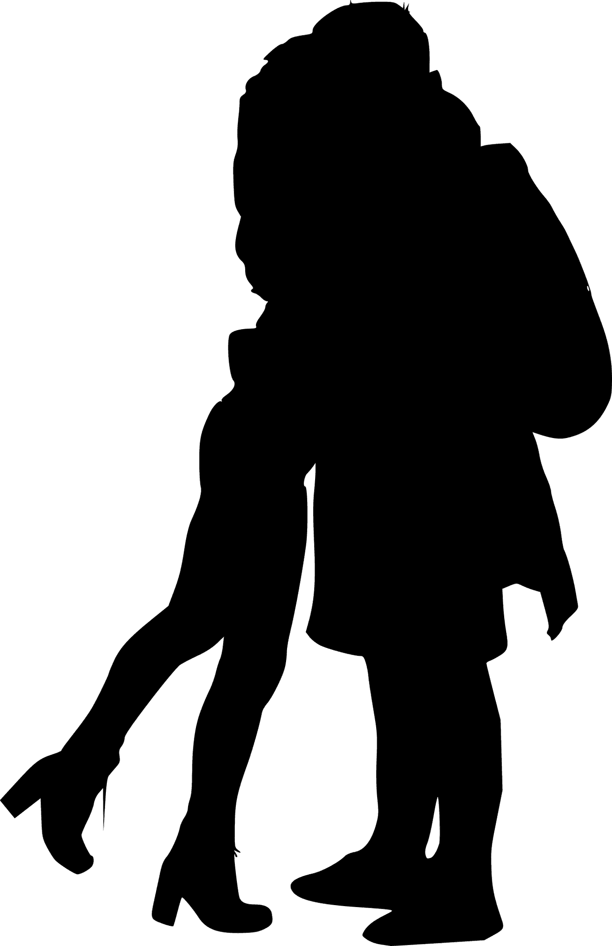 Silhouette Couple Hugging PNG Image