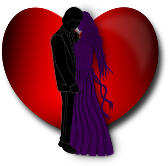 Silhouette Couple Love Heart Background PNG Image