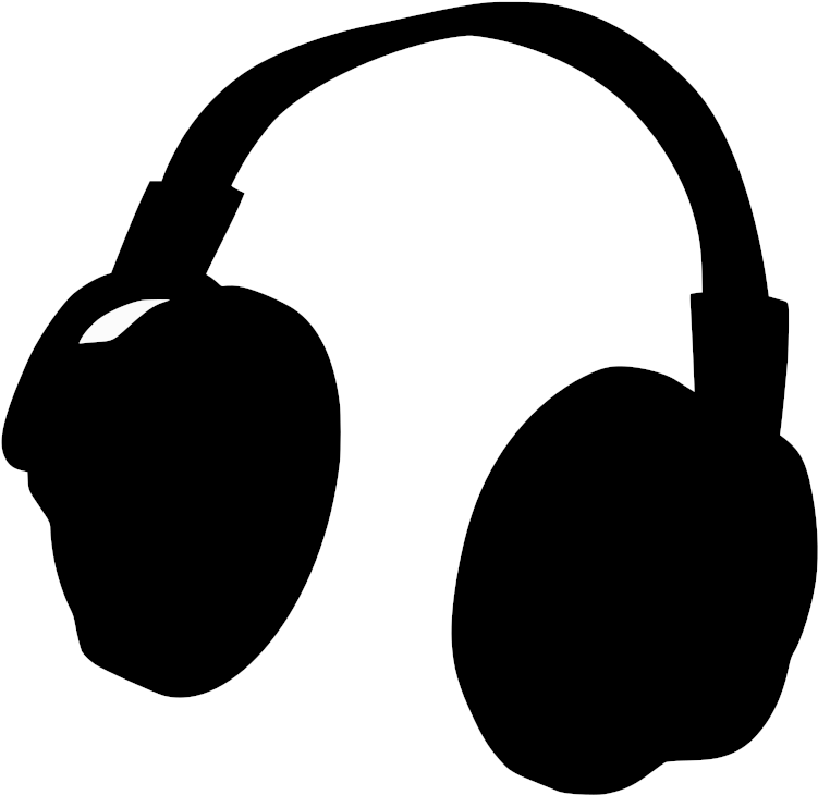 Silhouette Headphones Graphic PNG Image