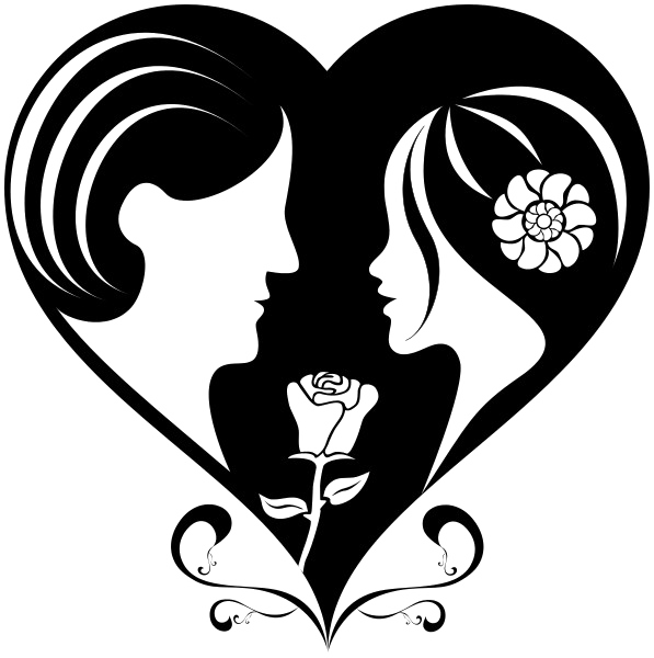 Silhouette Love Heart Design PNG Image