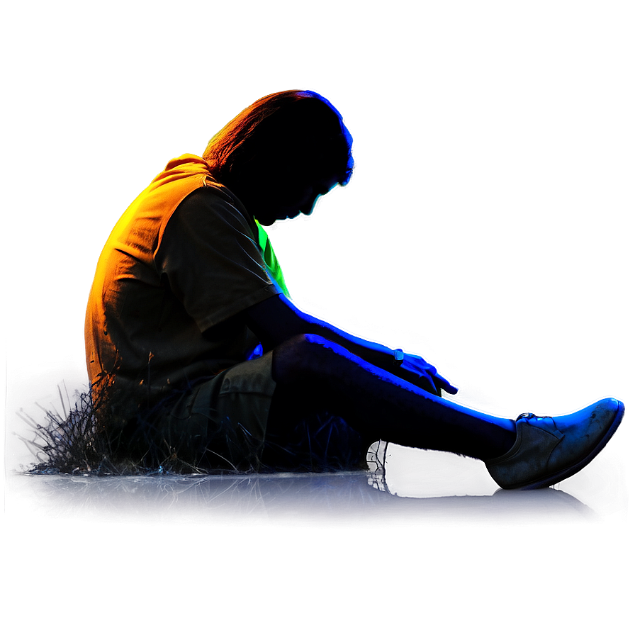 Silhouette Sad Person At Sunset Png Uvd86 PNG Image