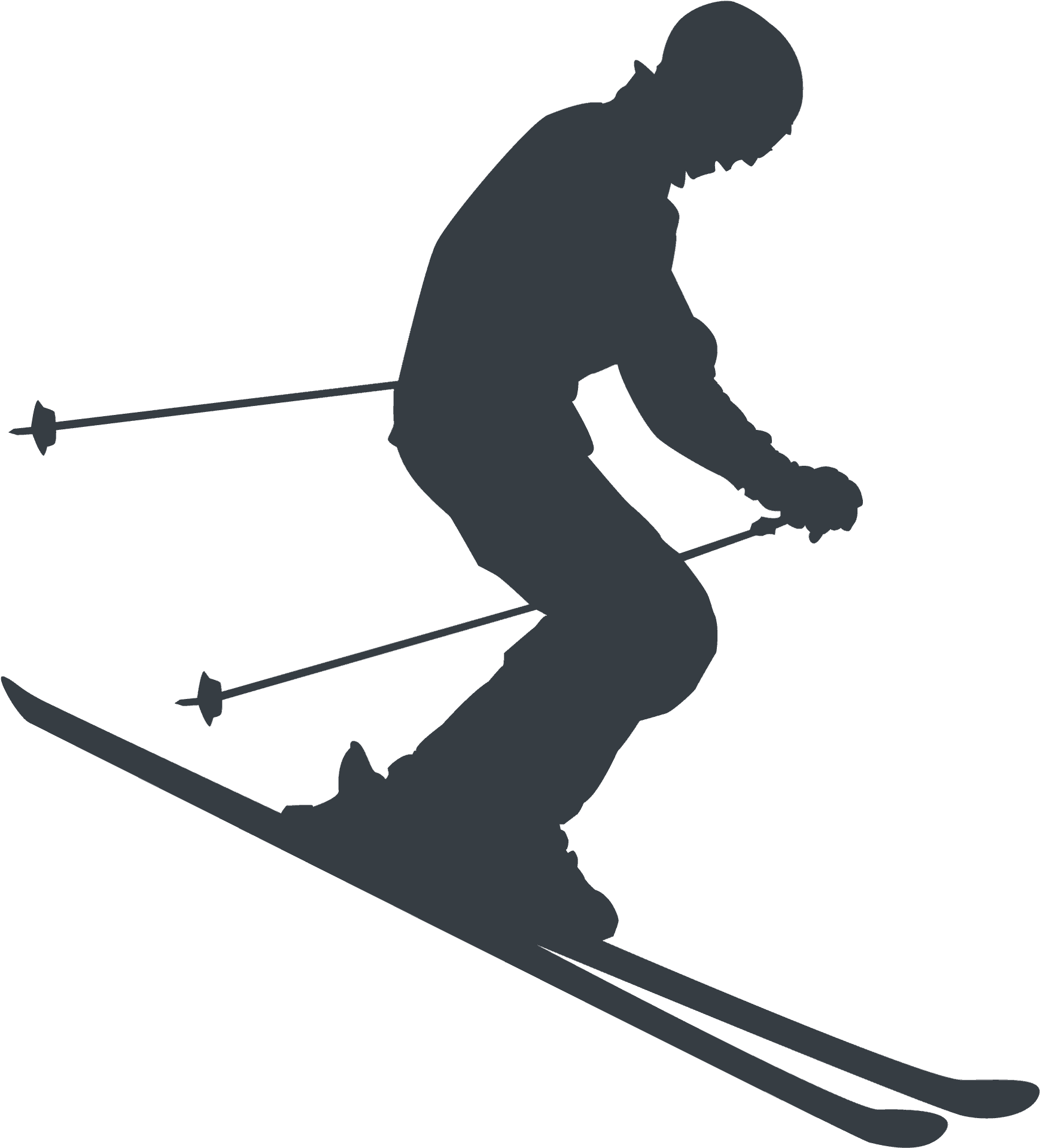 Silhouette Skier Action Pose PNG Image