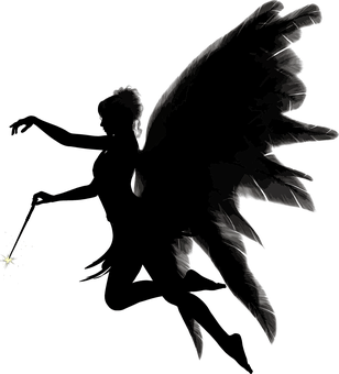 Silhouetted Angelin Darkness PNG Image