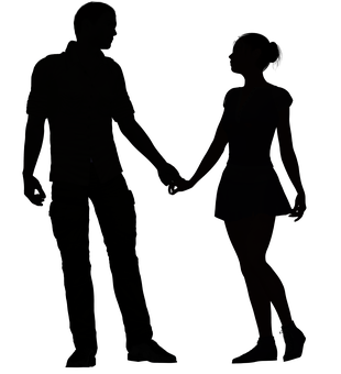 Silhouetted Couple Holding Hands PNG Image