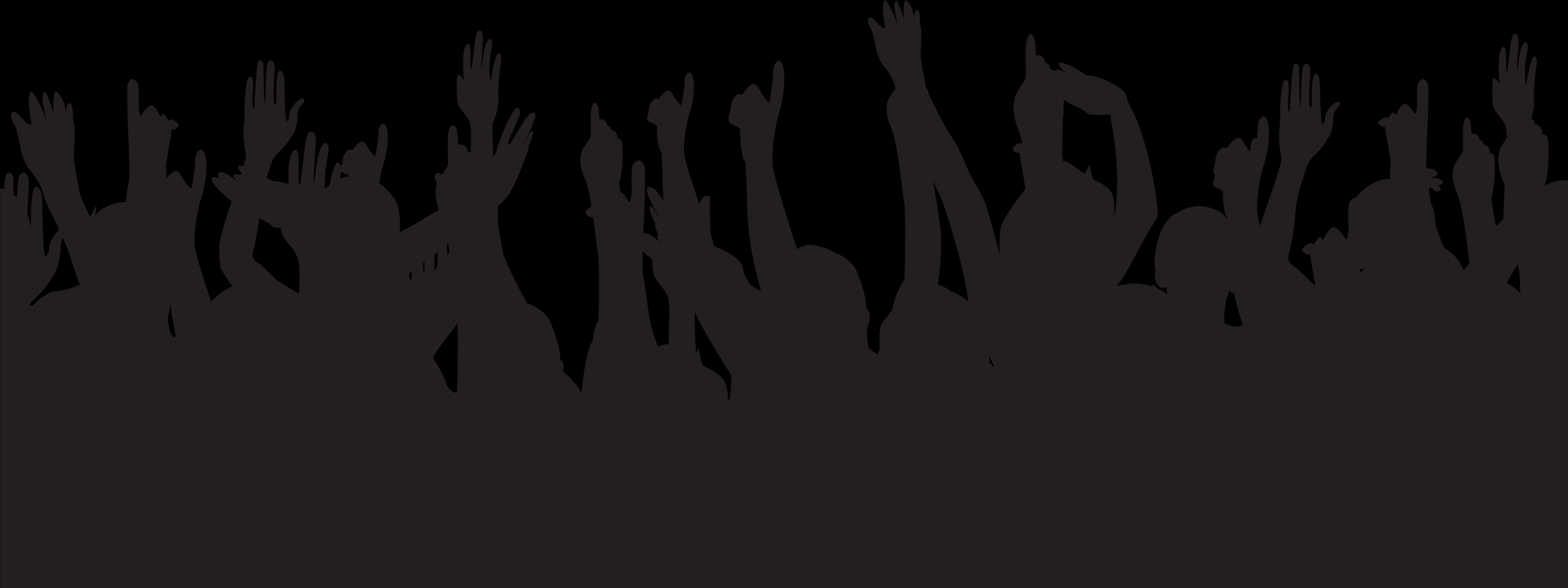 Silhouetted Crowd Celebration PNG Image