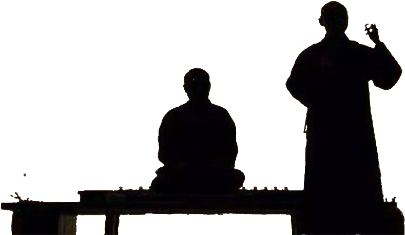 Silhouetted Meditationand Tea Ceremony PNG Image