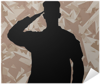 Silhouetted Salute Against Geometric Background PNG Image