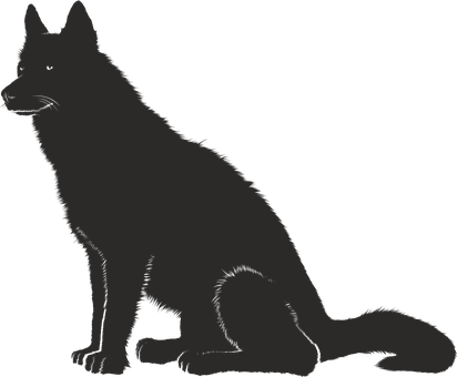 Silhouetted Sitting Dog PNG Image