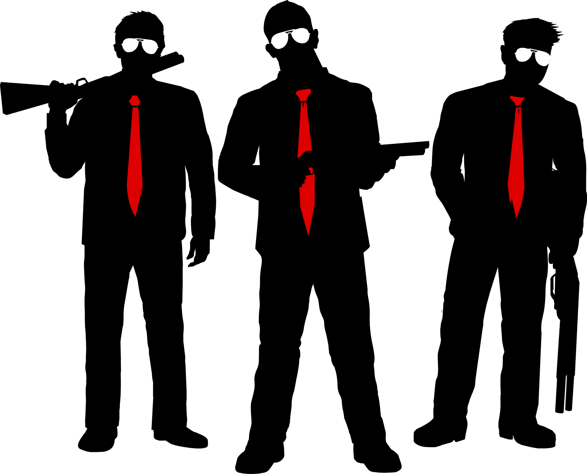 Silhouetted Trio Gangsters PNG Image