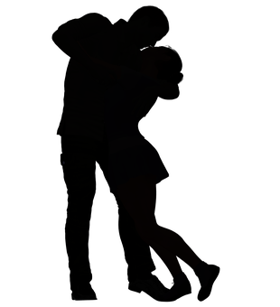 Silhouetteof Couple Embracing PNG Image