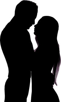 Silhouetteof Couple Kissing PNG Image