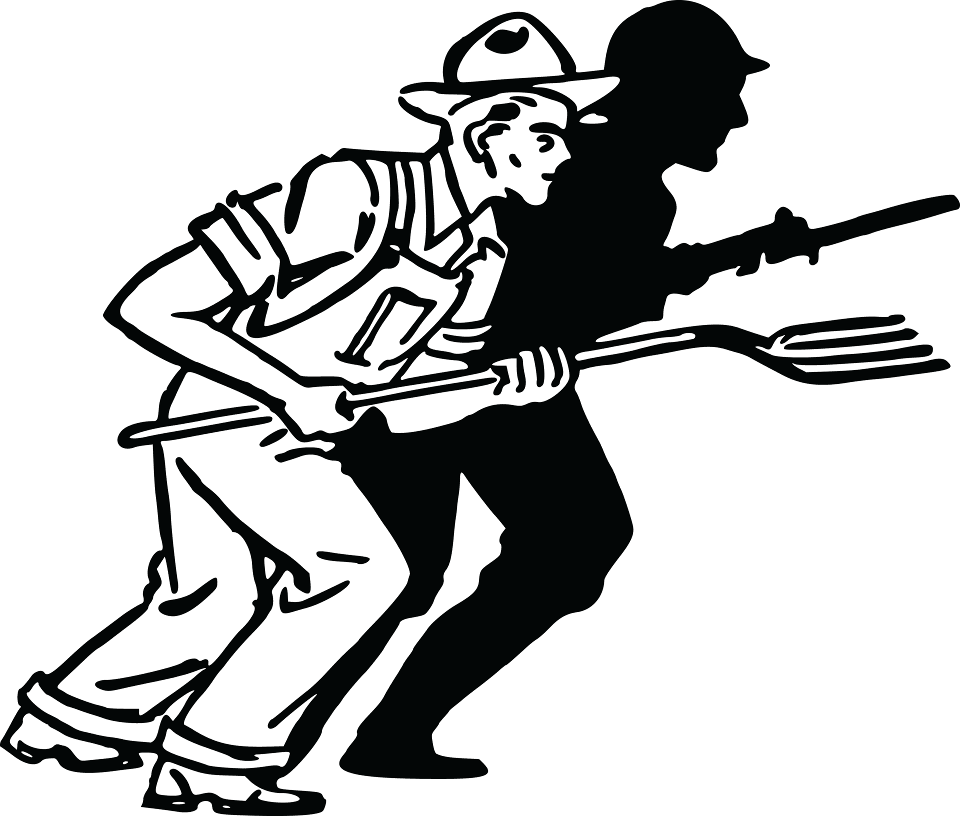 Silhouetteof Farmerwith Pitchfork PNG Image