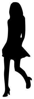 Silhouetteof Girl Side View PNG Image