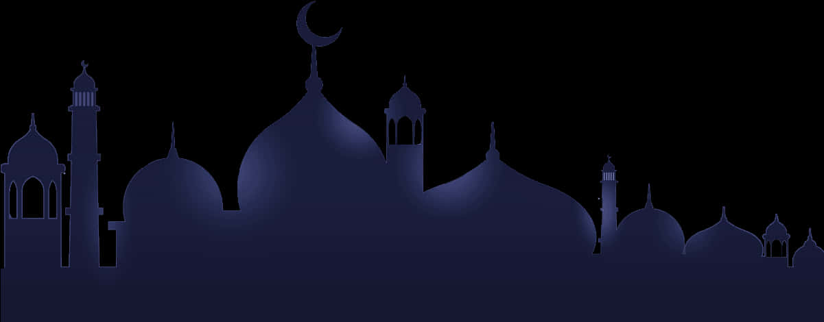 Silhouetteof Islamic Mosque Skyline PNG Image