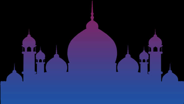 Silhouetteof Islamic Mosque Skyline PNG Image