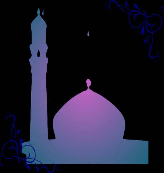 Silhouetteof Mosque Domeand Minaret PNG Image